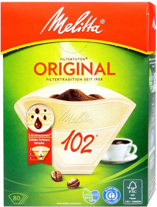 Melitta Filter Papers 102 Natural Brown Aroma, 80-pack
