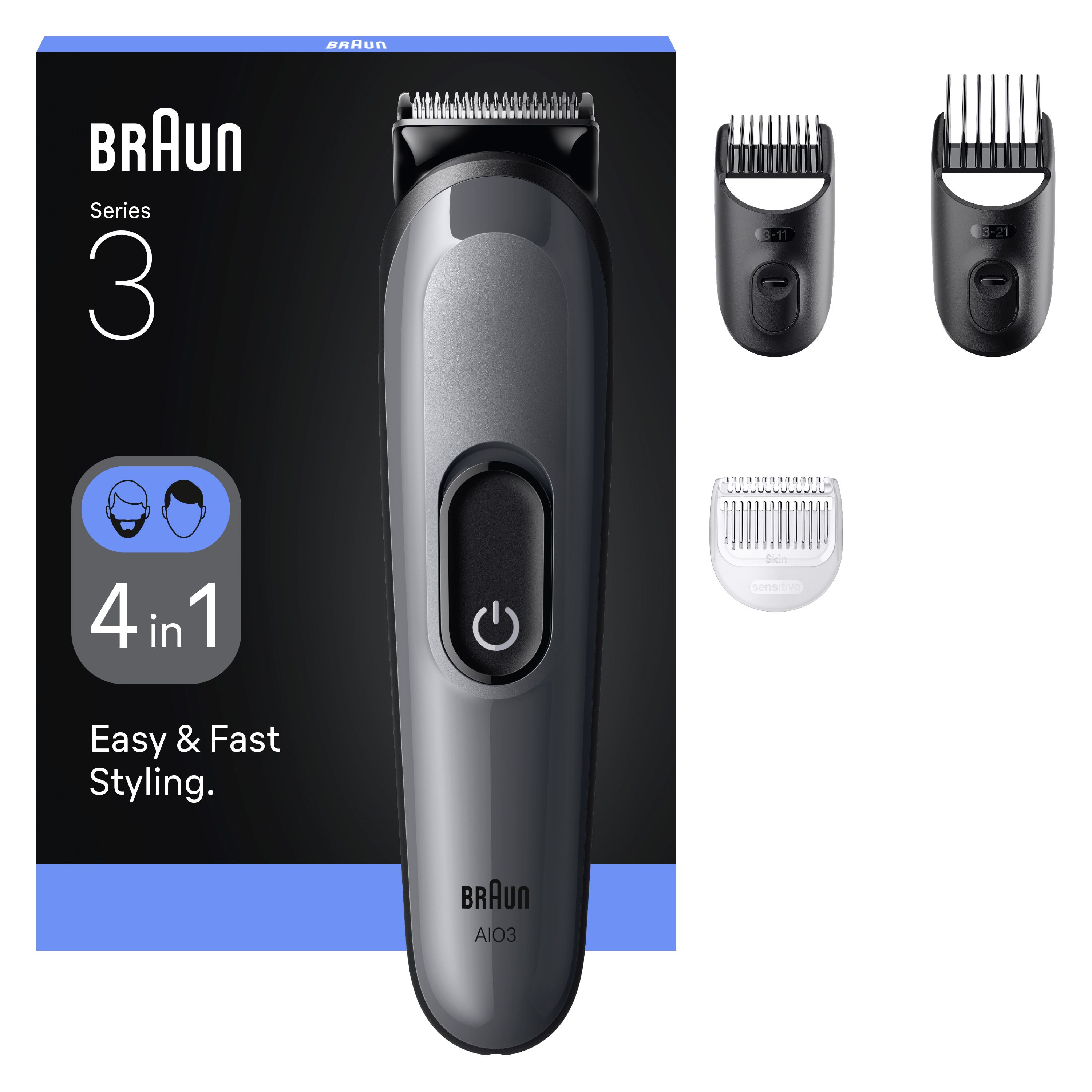 Braun All-In-One Series 3 AIO3500 Scheerapparaat Donkergrijs Nikkel-Cadmium (NiCd)