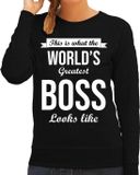 Bellatio Decorations Shoppartners Bv Worlds Greatest Boss/Baas Cadeau Sweater Zwart voor Dames - Verjaardag / Kado Trui M