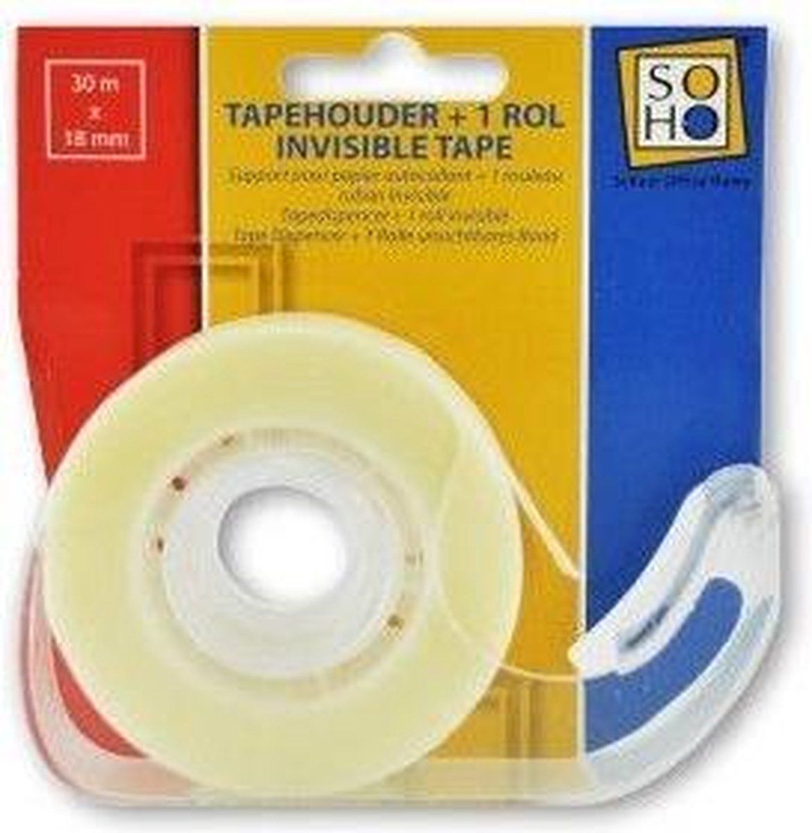 SOHO plakbandhouder met plakbandrol 1,8 x 3 cm transparant