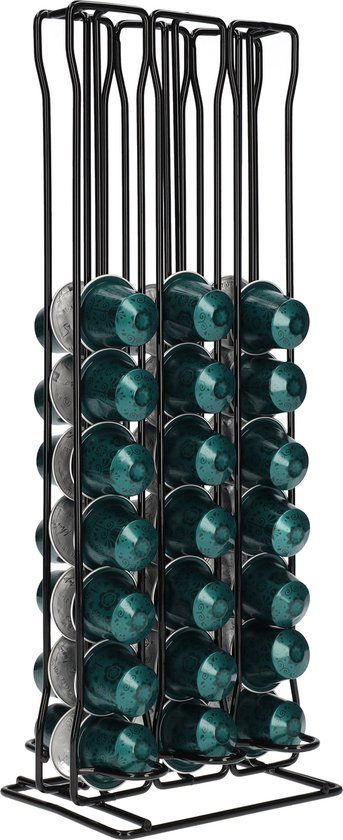QUVIO Capsulehouder - Capsulehouder Nespresso - Koffiecuphouder - Koffiecupstandaard - Voor 60 cups - Voor Nespresso koffiecups - Staand - Cuphouder - Metaal - Zwart