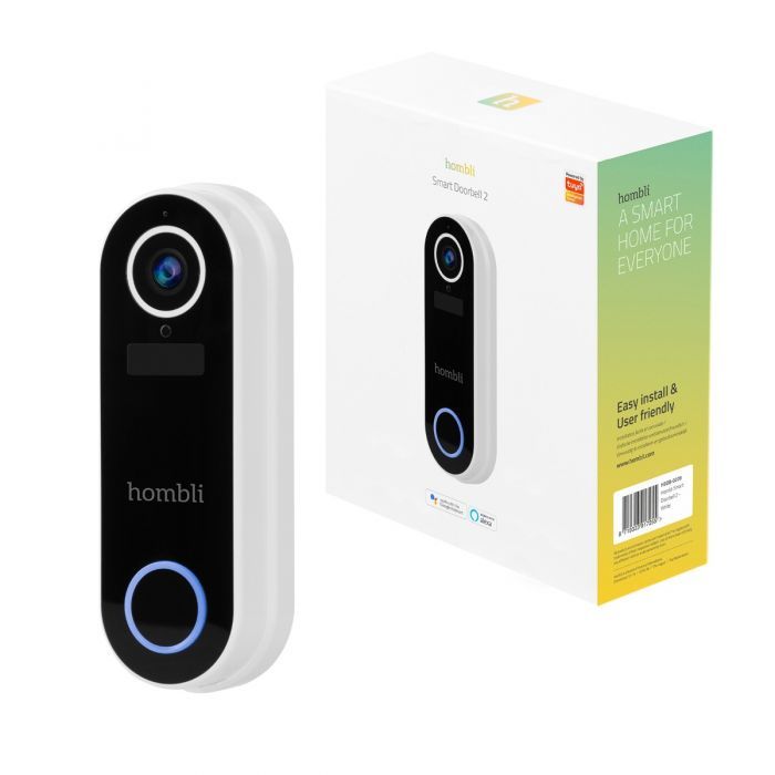 Hombli Smart Doorbell 2 - WiFi Video Doorbell - 1080P, Motion Detection, 2-Way Audio - Black/White