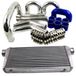 Intercooler-set universeel - Turbo-luchtkoeler met leidingenset - 57x34x17 cm - 76 mm aluminiumbuizen - siliconen slangen - Geschikt voor turbomotoren