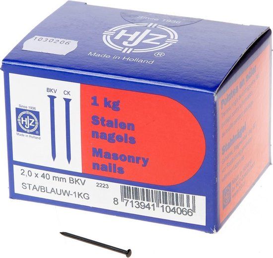 Hoenderdaal Fasteners Hoenderdaal Draadnagel bombe kop staal geblauwd 2,0x40mm - 1 kg