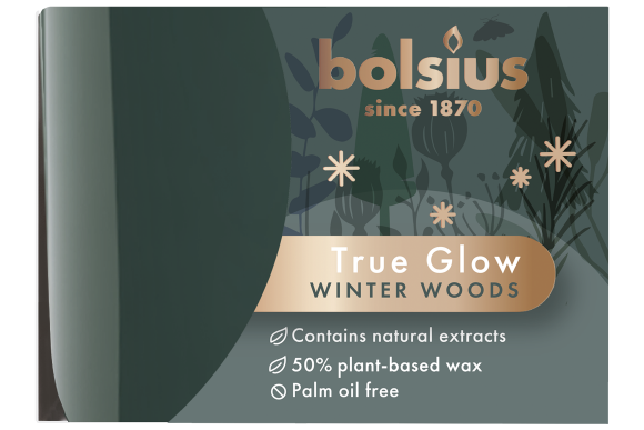 Bolsius Geurglas True Glow Winter Woods - Zwart - Glas