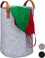 Relaxdays wasmand vilt - 28 l - opvouwbaar - grijs