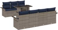 vidaXL Tuinbank Set 8-delig Grijs Polyrattan