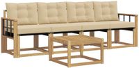 vidaXL - Bank loungeset - 5-delig - Wit en Beige - Acacia Hout