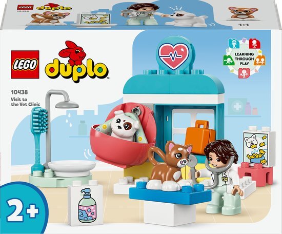 LEGO&#174; 10438 DUPLO&#174; Stad Naar de dierenarts speelgoed over dierverzorging, figuren van een hond, kat en dierenarts, leerzame dierenset voor peuters vanaf 2 jaar, ontwikkelt de empathie