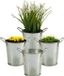 Arte r Plantenpot/bloempot emmer - 4x - zink - zilver - D12 x H16 cm