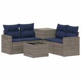 vidaXL Canapé 2 places Gris et Bleu marine Poly rotin et Acier