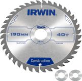 IRWIN Cirkelzaagblad voor Hout | Construction | Ø 190mm Asgat 30mm 40T - 1897200