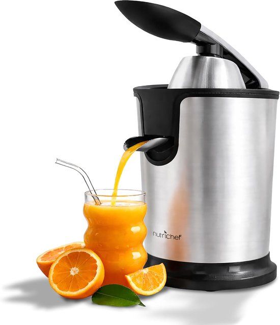 NUTRICHEF Citruspers - Sinaasappelpers Elektrisch - 160 Watt - RVS Zilver