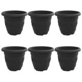 vidaXL Pot de fleurs rond - 6 pièces - Noir - Plastique - Ø 26 x 21.5 cm