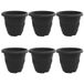 vidaXL Pot de fleurs rond - 6 pièces - Noir - Plastique - Ø 26 x 21.5 cm