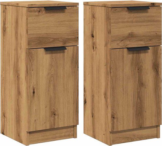 VidaXL Dressoir 30x30x70 cm bewerkt hout artisanaal eikenkleur