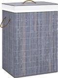 vidaXL Wasmand met 2 vakken 72 L bamboe grijs