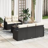 vidaXL Tuinbank Set Zwart Poly Rattan