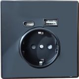 Koopled Wandcontactdoos met USB-A & USB-C aansluiting – ZWART