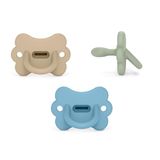 Suavinex Set van 3 siliconen fopspenen, 6-18 maanden, Sx Pro, blauw/groen/beige
