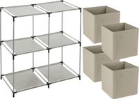 Merkloos Opbergrek 2-laags - metaal - kunststof - zwart - 67 x 68 cm