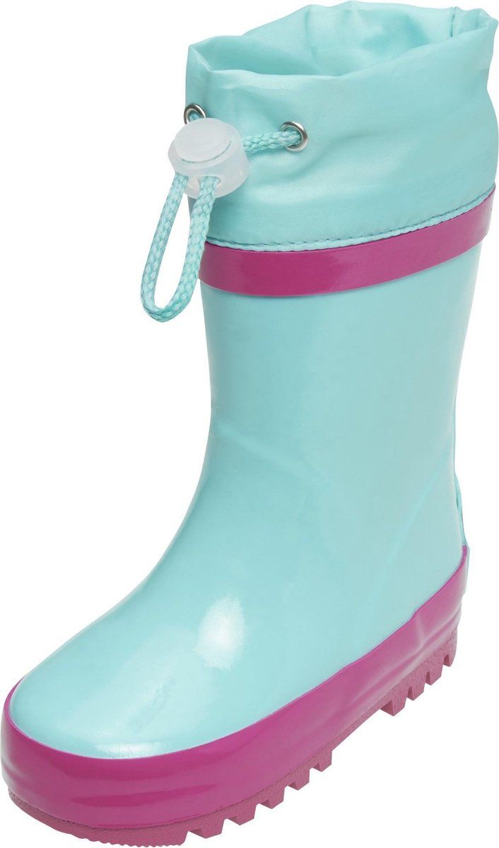 Playshoes Regenlaarzen met trekkoord Kinderen - Turquoise/Roze - Maat 32-33