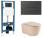 QeramiQ Dely Swirl Toiletset - inbouwreservoir Qeramiq Flush - slim zitting - kunststof mat antraciete bedieningsplaat - rechthoekige knoppen - beige