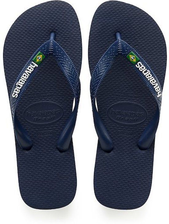 Havaianas Brasil Logo Slippers Unisex - Navy - 7890557432323