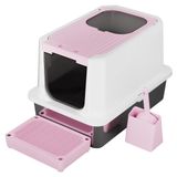Merkloos Roestvrij staal kattentoilet met verhoogde randen - Roze
