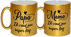 Bellatio Decorations Shoppartners Bv Mama en papa - super lief - Cadeau koffiemokken - goud - verjaardag - jubileum - getrouwd - bedankt - vader en moeder