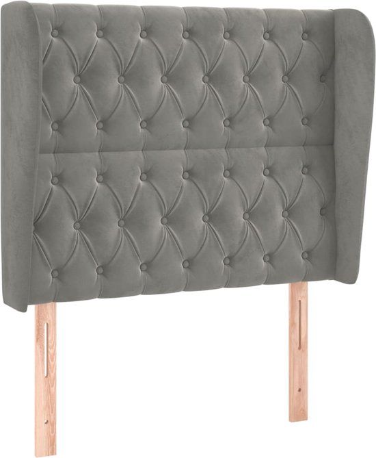 vidaXL Hoofdbord met randen 103x23x118/128 cm fluweel lichtgrijs