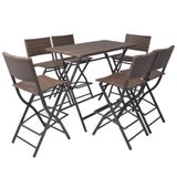 vidaXL 7-delige tuinset inklapbaar staal poly rattan bruin