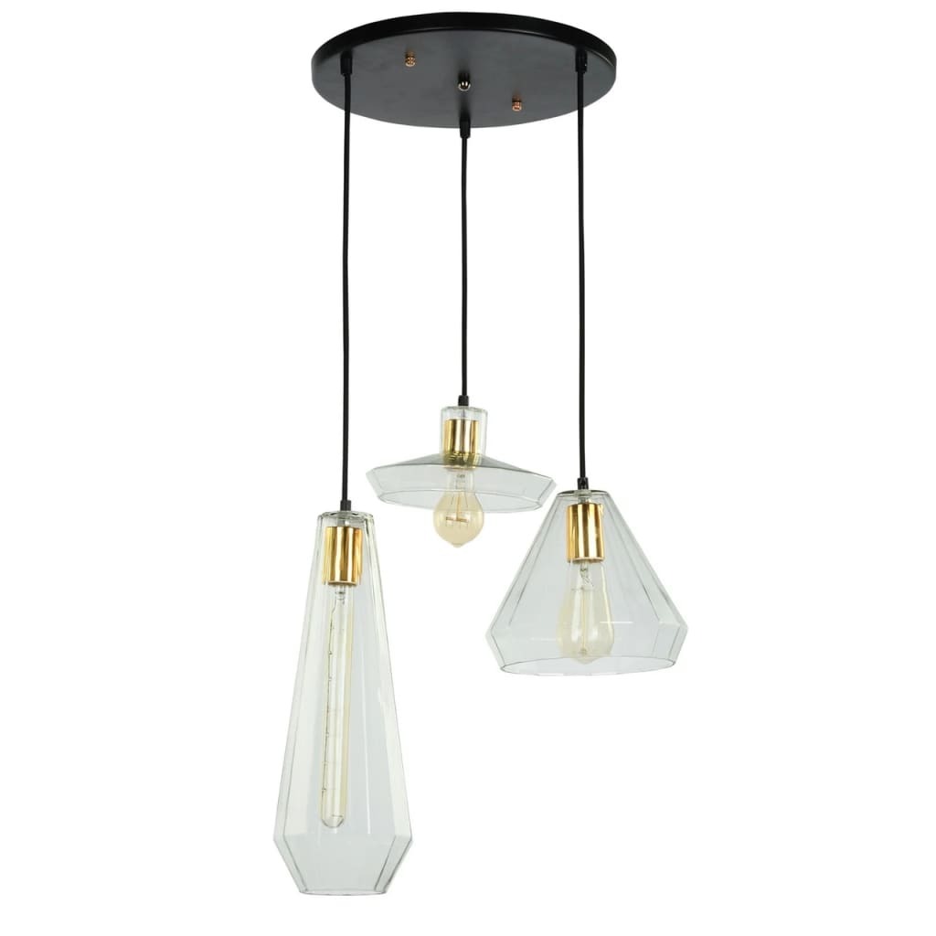 Groenovatie Muse Glazen Vintage Design Hanglamp, 3 Kappen Set .