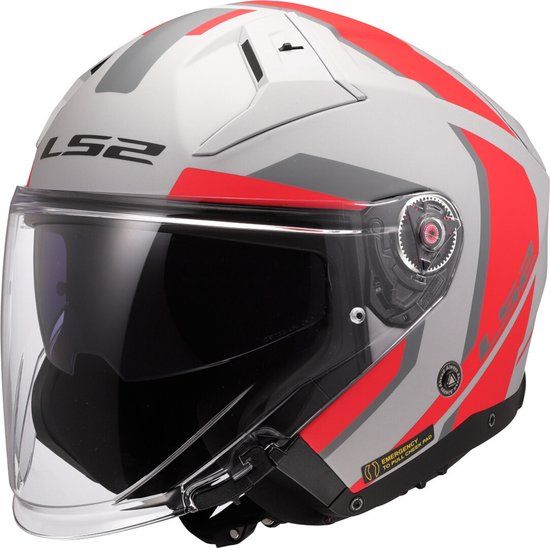 LS2 OF603 Infinity II Focus Grijs Rood 06 Jethelm - Helm