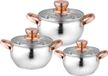 Royal Swiss® Set de casseroles – 6 pièces – Inox – 2,0 L / 3,7 L / 6,1 L – Induction – Set de casseroles avec couvercle