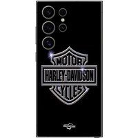 Harley Davidson Etui Samsung Galaxy S24 Ultra logo motor sycles grijs voorzijde zwart Maniacase