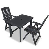 vidaXL Ensemble de bistro 3 pièces plastique anthracite