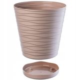 KADAX Bloempot met onderzetter, lichte ronde plantenbak voor binnen van kunststof, voor bloemen en planten (21 cm, beige)