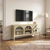 en.casa Dressoir Klippestad vitrinekast 118x35x55 cm camel