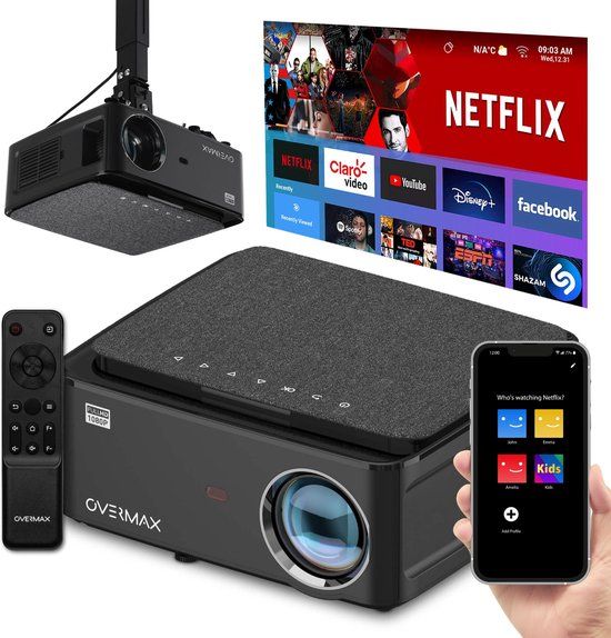 Overmax Multipic 5.1 - Beamer - 1080p - 50.000 uur lamp - HDMI - Zwart