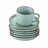 LOBERON Kopje en schoteltje set van 6 Biarré turquoise