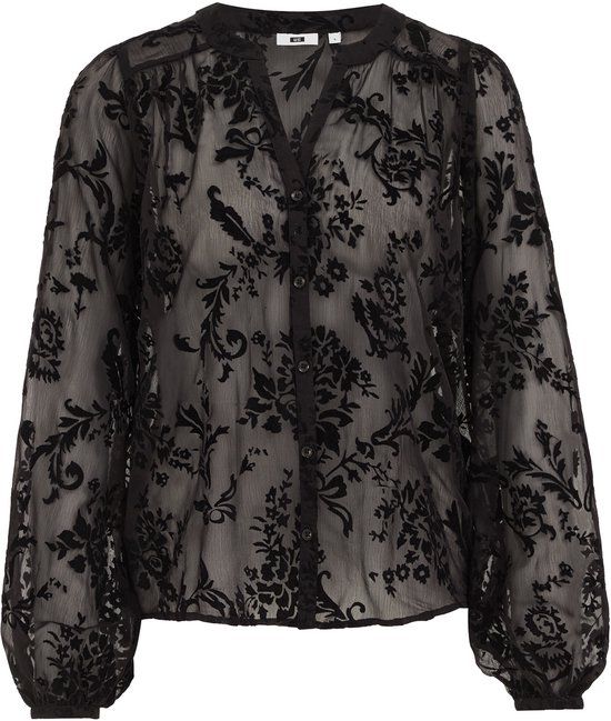WE Fashion Dames blouse met print - Zwart - Maat S