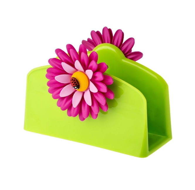 Flower Power Servethouder - Groen/Roze - 1 Stuk