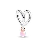 Pandora Moments Bicolor Eingehülltes Herz Charm aus Sterling Silber mit Opal, Kompatibel mit Pandora Moments Armbändern, 783242C01