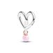 Pandora Moments Bicolor Eingehülltes Herz Charm aus Sterling Silber mit Opal, Kompatibel mit Pandora Moments Armbändern, 783242C01