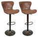 Chaises de bar, lot de 2 - Tabourets de bar réglables en hauteur - Pivotant avec repose-pieds - Cadre en métal avec pied trompette - Assise rembourrée - Marron chocolat
