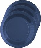 Santex Feest gebaksbordjes - donkerblauw - 10x - karton - 17 cm - rond