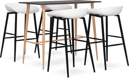 vidaXL 5-delige Barset Zwart en Wit