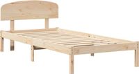 vidaXL Bedframe met hoofdeinde, naturel, 90 x 200 cm, massief grenenhout