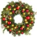 Quntis Kunstkranz Türkranz Weihnachten mit LEDs, Weihnachtskranz Tür 40/60cm Girlande, Adventskranz mit LED & Weihnachtskugeln Rot, Weihnachtsdekoration